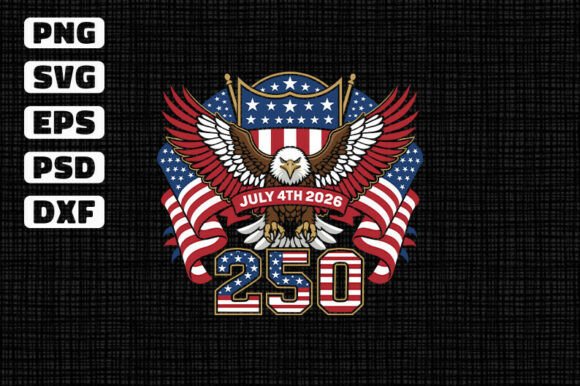 250 USA Eagle July 4 2026 SVG: Graphics for Patriotic T-Shirt Designs