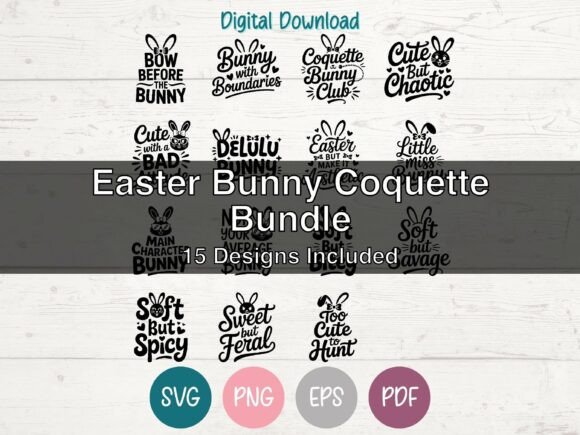 Coquette Easter Bunny SVG Bundle Graphics & T-Shirt Designs