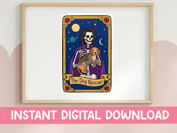 Dog Rescuer Tarot Card SVG: T-Shirt Designs & Graphics