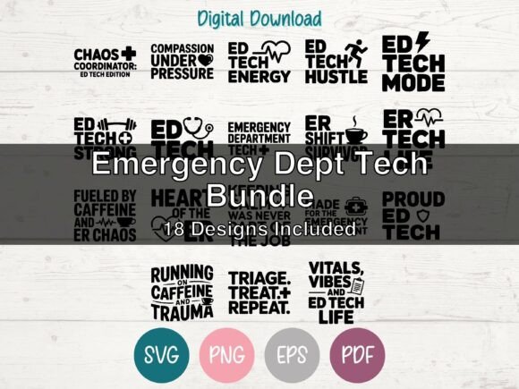Emergency Department Tech SVG Graphics for T-Shirt Designs