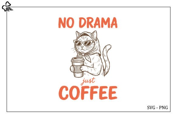 Funny Cat Coffee SVG PNG: Graphics for T-Shirt Designs & Local Branding