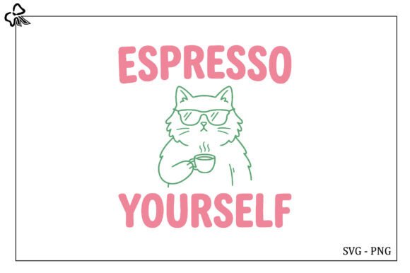 Funny Coffee Cat SVG PNG: Graphics for T-Shirt Designs