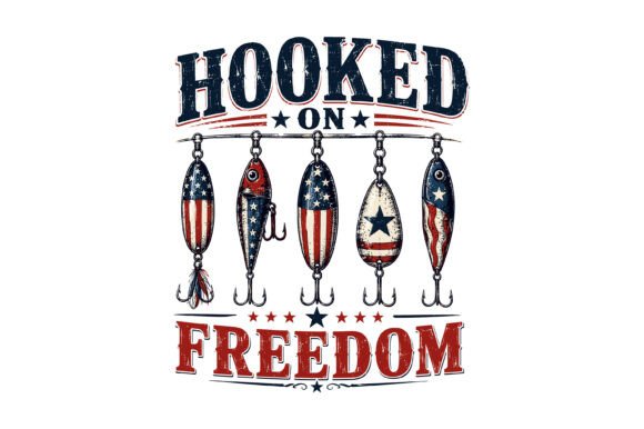 Hooked on Freedom Fishing SVG: Graphics & T-Shirt Designs