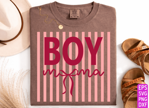 Striped Coquette Boy Mama SVG: Graphics & T-Shirt Designs