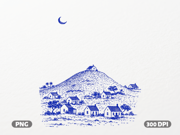 Vintage Moon Village Graphics for T-Shirt Designs